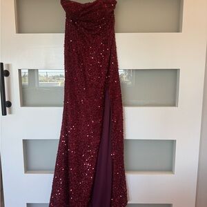 Elegant Burgundy Sequin Gown